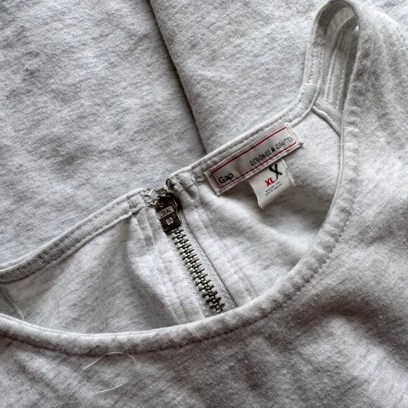 GAP Gray Knit Fit & Flare Short Dress Zip Sleeveless sz XL - Picture 5 of 7